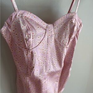 Zara Corset Body Suit - Light Daisy Pink Floral - Size Small